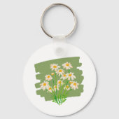 Rustic Floral Design on Green Background Sleutelhanger (Voorkant)