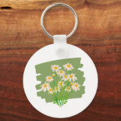 Rustic Floral Design on Green Background Sleutelhanger (Voorkant)