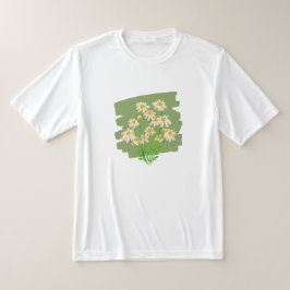 Rustic Floral Design on Green Background T-shirt