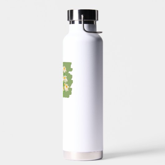 Rustic Floral Design on Green Background Waterfles (Links)