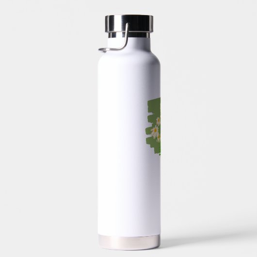 Rustic Floral Design on Green Background Waterfles (Rechts)