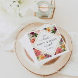 Rustic Floral Diamond Burgundy Wedding Monogram Servet<br><div class="desc">"Let's Celebrate" bruiloftsluiers zijn stijlvolle monogram die gepersonaliseerd kan worden met de bruid- en bruinnamen en de trouwdatum, omgeven door een ruitvormige vorm met een gouden accentstreep en een floreel patroon op een neutrale beige achtergrond. De achtergrond heeft een prachtige zomer of herfst waterverf bloemen, met inbegrip van rozen, dahlias,...</div>