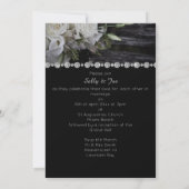 Rustic Floral Diamond Wedding Black Kaart (Achterkant)