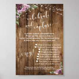 Rustic Floral Disposable Camera Instructions Sign Poster
