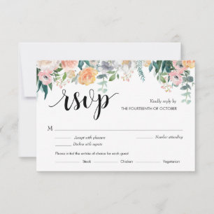 Rustic Floral Dusk Wedding Response (maaltijden) C RSVP Kaartje