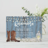 Rustic Floral Dusty Blue Quinceanera Birthday Kaart (Staand voorkant)