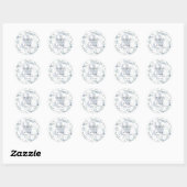 Rustic Floral Dusty Blue Waterverf Wedding Class Ronde Sticker (Vel)