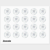 Rustic Floral Dusty Blue Waterverf Wedding Ronde Sticker (Vel)