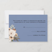 Rustic Floral Dusty Blue Wedding RSVP Kaartje (Achterkant)