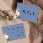 Rustic Floral Dusty Blue Wedding RSVP Kaartje