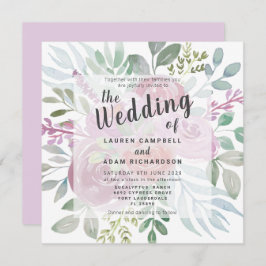 Rustic Floral Dusty Pink Waterverf Wedding Kaart