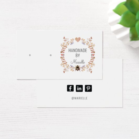 Rustic Floral Earring Jewelry Display Kaart (Bureau)