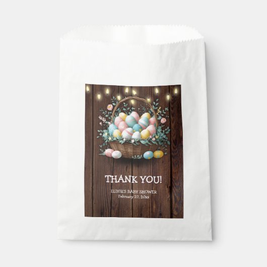 Rustic Floral Easter Eggs Baby shower Bedankzakje (Voorkant)