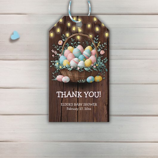 Rustic Floral Easter Eggs Baby shower Cadeaulabel