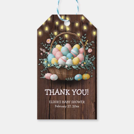 Rustic Floral Easter Eggs Baby shower Cadeaulabel (Voorkant)