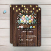 Rustic Floral Easter Eggs Baby shower Kaart