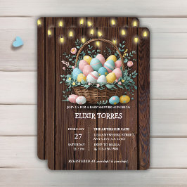 Rustic Floral Easter Eggs Baby shower Kaart