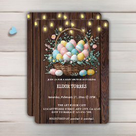 Rustic Floral Easter Eggs Baby shower Kaart