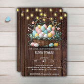 Rustic Floral Easter Eggs Baby shower Kaart