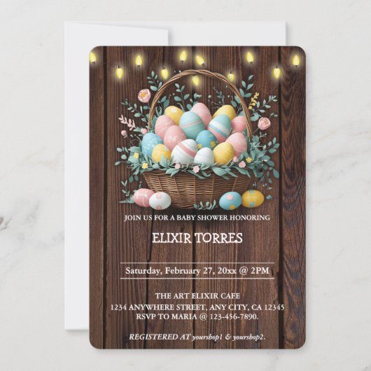 Rustic Floral Easter Eggs Baby shower Kaart (Voorkant)