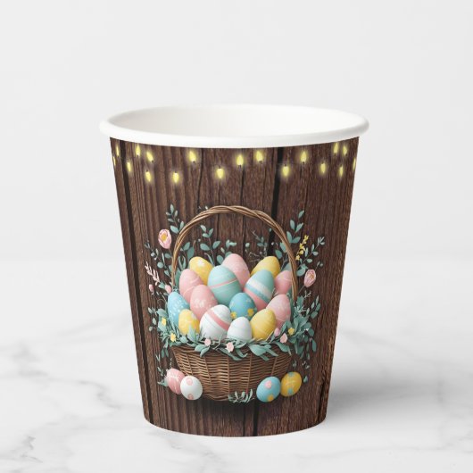 Rustic Floral Easter Eggs Baby shower Papieren Bekers (Voorkant)