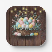 Rustic Floral Easter Eggs Baby shower Papieren Bordje (Voorkant)
