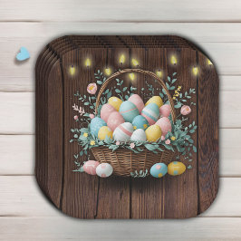 Rustic Floral Easter Eggs Baby shower Papieren Bordje