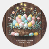 Rustic Floral Easter Eggs Baby shower Ronde Sticker (Voorkant)