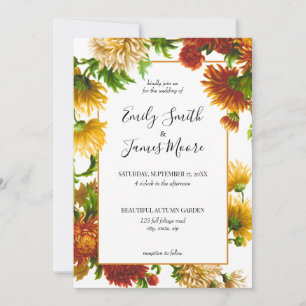 Rustic Floral Elegant Autumn Fall Wedding Kaart