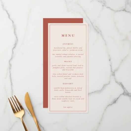 Rustic Floral Elegant Minimal Wedding | Menu (Voorkant / Achterkant in situ)