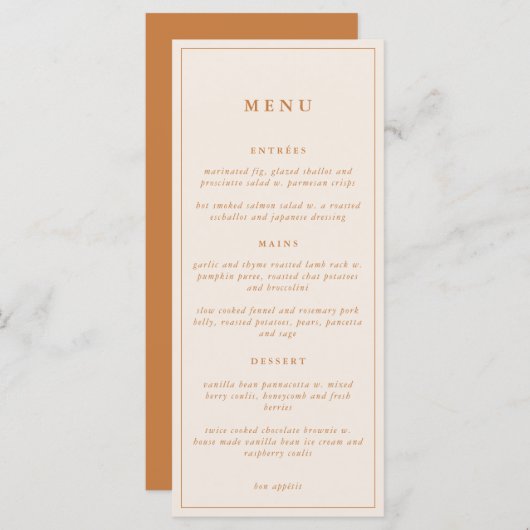 Rustic Floral Elegant Minimal Wedding | Menu (Voorkant / Achterkant)