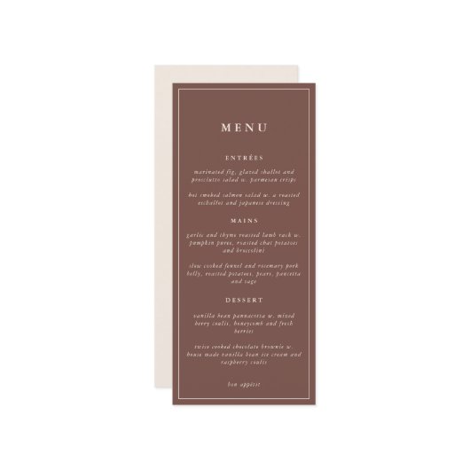 Rustic Floral Elegant Minimal Wedding | Menu (Voorkant / Achterkant in situ)