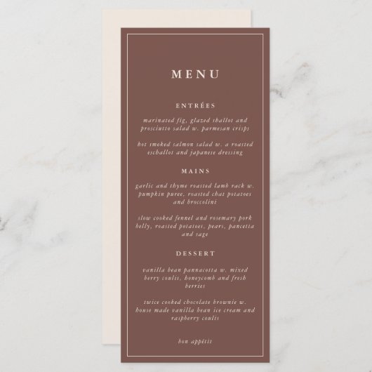 Rustic Floral Elegant Minimal Wedding | Menu (Voorkant / Achterkant)