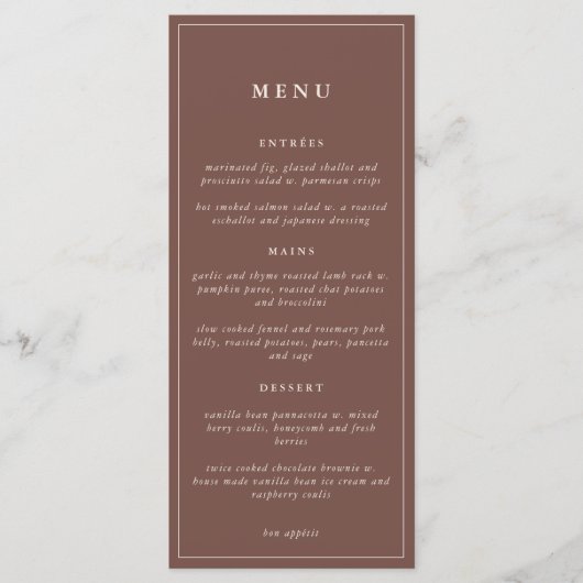 Rustic Floral Elegant Minimal Wedding | Menu (Voorkant)