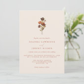 Rustic Floral Elegant Minimal Wedding | Uitnodigin Kaart (Staand voorkant)