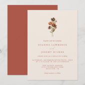 Rustic Floral Elegant Minimal Wedding | Uitnodigin Kaart (Voorkant / Achterkant)