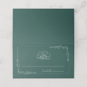 Rustic Floral Emerald Wedding Plaatskaartje (Buitenkant ongevouwen)