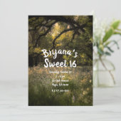 Rustic Floral Enchanted Forest Flowers Sweet 16 Kaart (Staand voorkant)