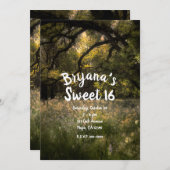 Rustic Floral Enchanted Forest Flowers Sweet 16 Kaart (Voorkant / Achterkant)