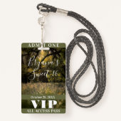 Rustic Floral Enchanted Forest Sweet 16 VIP Badge (Achterkant met draagriem)