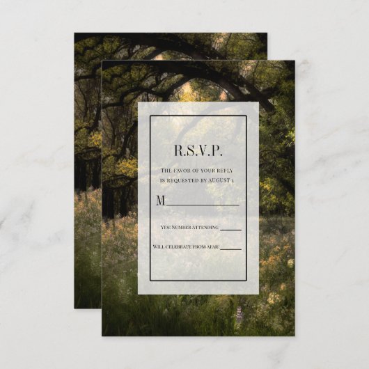 Rustic Floral Enchanted Forest Tree Wedding RSVP I Kaart (Voorkant / Achterkant)