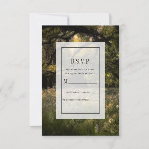 Rustic Floral Enchanted Forest Tree Wedding RSVP I Kaart