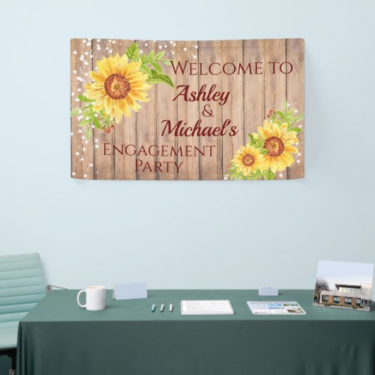 Rustic Floral Engagement Party Celebration Banner (Beurs)
