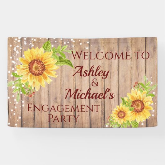 Rustic Floral Engagement Party Celebration Banner (Horizontaal)