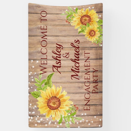 Rustic Floral Engagement Party Celebration Banner (Verticaal)