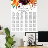 Rustic Floral Fall Wedding Seating Chart Poster (Thuiskantoor)
