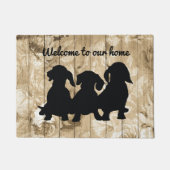 Rustic Floral Faux Wood Dachshund Doormat Deurmat (Voorkant)
