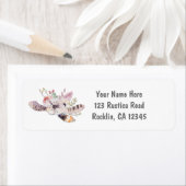 Rustic Floral & Feathers Boho Chic Invitation Etiket (Insitu)