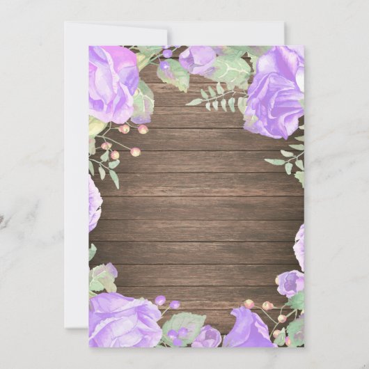 Rustic Floral First 1st Girl Birthday Uitnodiging (Achterkant)