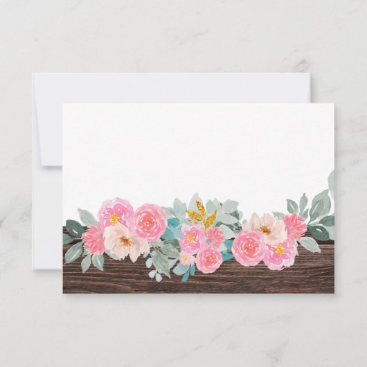 Rustic Floral Flat Thank You Card (Achterkant)